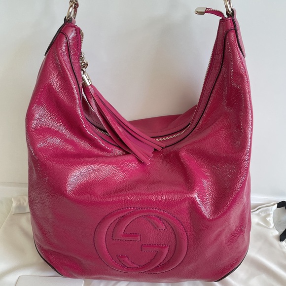 Gucci Handbags - GUCCI 326706 Pink Patent Leather Soho Chain Hobo Shoulder Bag
